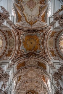 Dome vault and frescoes of the Abbey Church of the Assumption of the Virgin Mary, created by the