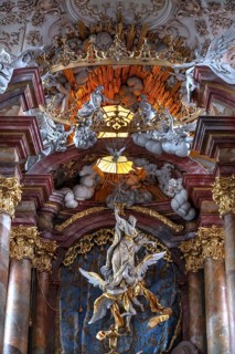 Detail of the chancel with the Assumption of the Virgin Mary, a work by the Asam brothers built