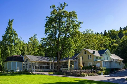 Bath restaurant of Gustafsberg, a historic spa and bathing resort on the Byfjord in Uddevalla,