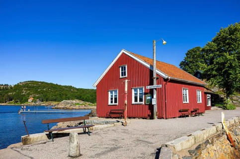 Harbour building of Gustafsberg, a historic spa and bathing resort in Uddevalla, Bohuslän, Västra