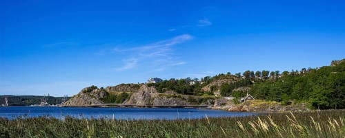 Picturesque landscape and spectacular beach promenade in Uddevalla, Bohuslän, Västra Götalands län,