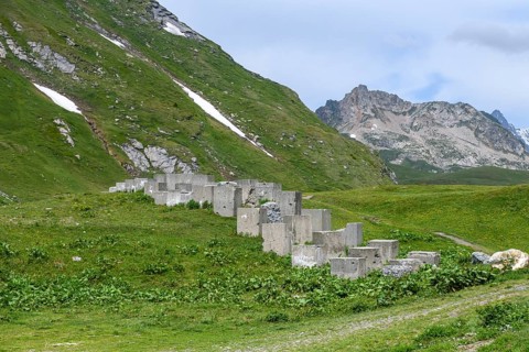 Historical border fortification military border fortification from World War II in the form of