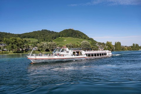Excursion ship, passenger ship, excursion boat MS Munot of the Swiss Navigation Company Untersee