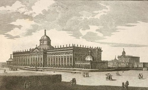 Royal Palace near Potsdam, main façade, Germany, around 1880, digitally restored reproduction of a