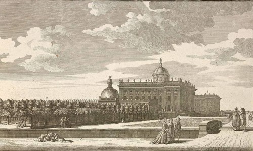 The royal palace near Potsdam, Germany, around 1880, digitally restored reproduction of a 19th
