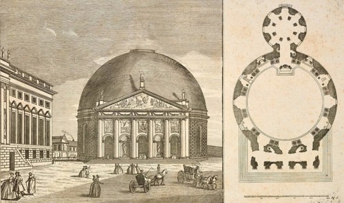 St Hedwig's Catholic Church in Berlin, view and ground plan, Germany, c. 1880, digitally restored