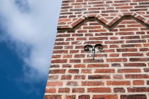 Brick wall detail, 14th century church, Old Town, Ringkøbing, Ringkøbing Fjord, Denmark
