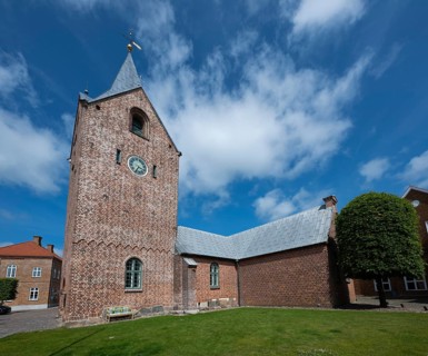14th century church with tapering tower, Old Town, Ringkøbing, Ringkøbing Fjord, Denmark