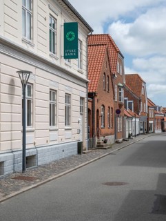 Street with brick buildings, Old Town, Ringkøbing, Ringkøbing Fjord, Denmark