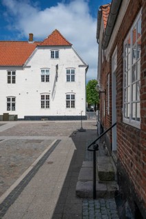 Historic whitewashed building, Old Town, Ringkøbing, Ringkøbing Fjord, Denmark