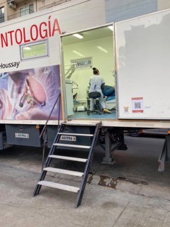 Mobile dental practice in a lorry, free dental treatment in Buenos Aires, Argentina