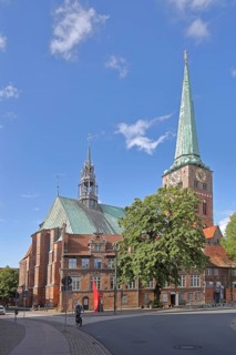 Romanesque St Jakobi Church built in 1334, Brick Romanesque, Brick church, Jakobikirche, Koberg,