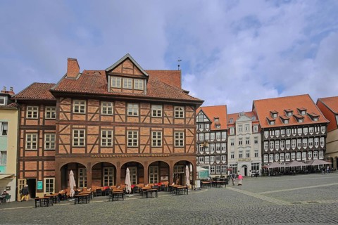 Historic brick house built in 1800, half-timbered houses, brick building, market square,