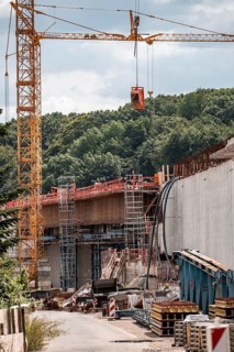 Major construction site at the Duisburg-Kaiserberg motorway junction, complete reconstruction and