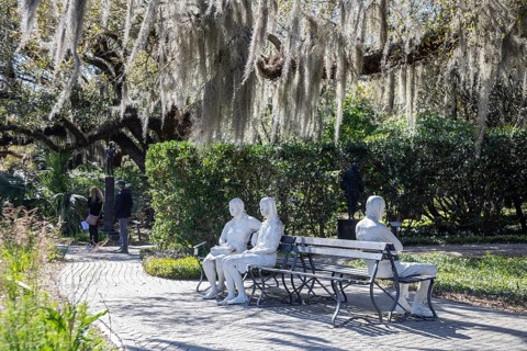 New Orleans, Louisiana - The sculpture garden at the New Orleans Museum of Art in City Park. Three
