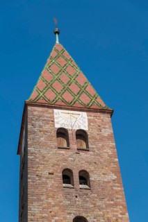 A tower with sundial, Collegiate Church of St Peter and Paul, Abbatiale Saints Pierre et Paul,