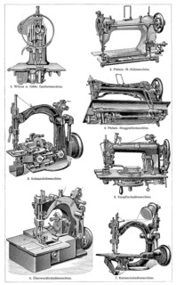 Sewing machines in the 19th century, Historical, digitally restored reproduction from a 19th