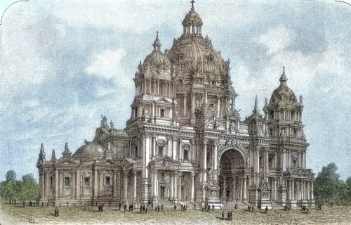 The new construction of Berlin Cathedral according to the plan by Julius Raschdorff, 1895, Germany