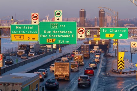 Traffic entering the city of Montreal, Traffic jam, Province of Quebec, Canada, North America