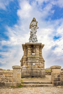 Notre-dame des naufragés sculpture at Pointe du raz in Bretagne, Crozon peninsula, Bretagne, France