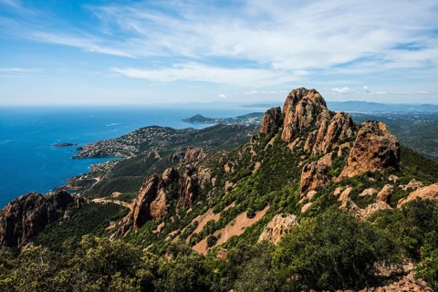 Panorama, Pic du Cap Roux, near Anthéor, Saint-Raphaël, Massif de l'Esterel, Esterel Mountains,