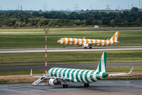 Düsseldorf Airport, Condor Airbus A321-200, aircraft on the apron, Condor Airbus A321-211 taking