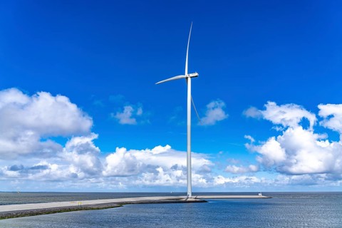 Strekdammen Wind Farm, wind farm at the seaport of Eemshaven in the Netherlands, built on offshore