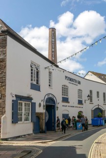 Plymouth Gin historic Black Friars distillery building, The Barbican, city of Plymouth, Devon,