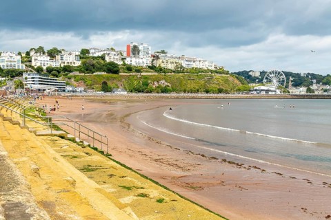 Torre Abbey Sands sandy beach, Torquay, Devon, England, UK