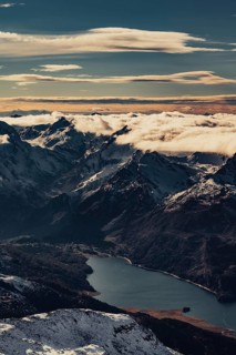 Snow-covered peaks in the Engadine in Switzerland near Sankt Moritz