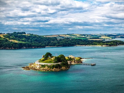 DefaultDrake's Island in Plymouth from drone, Mount Batten Tower, Devon, England, United Kingdom