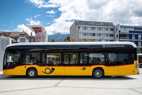 Postbus charging station, Interlaken, Canton of Berne, Switzerland