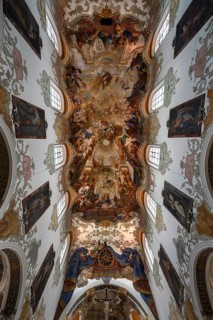 Ceiling frescoes in the nave from 1746, St Martinus and Maria Church, 14th century, Biberach an der