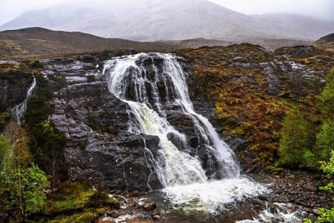 Glencoe Waterfall, Glencoe Valley, Argyll, Scotland, United Kingdom