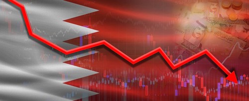 Bahrain financial crisis on economic graph. Financial fall of Bahrain on economy market