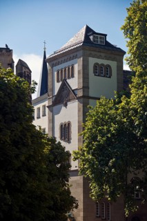 Max Planck Institute for Mathematics, church tower of Bonn Minster and Sterntor on Bottlerplatz