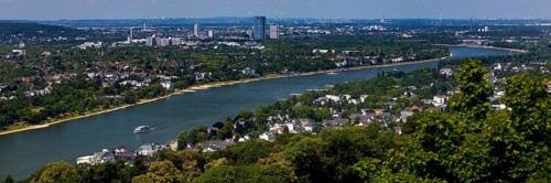 The Rhine with a view towards Bonn seen from the Drachenfels, Siebengebirge, Koenigswinter, North