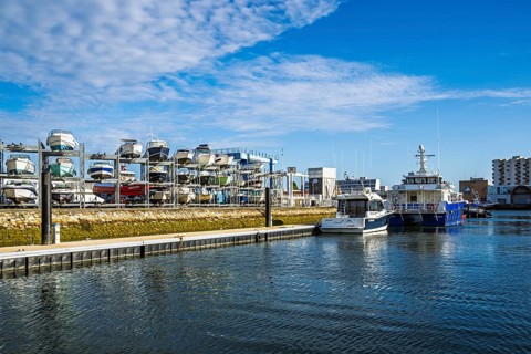 Marina and docks in Arcachon, Gironde, France
