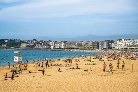 Beach and seaside in Saint-Jean-de-Luz, Nouvelle-Aquitaine, Pyrenees-Atlantiques, France