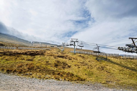 View of Nevis Range Mountains, Grampian Mountains, Fort William, Highland, Lochaber, Scotland, UK