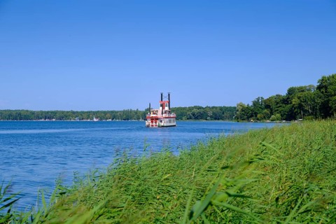 Paddle steamer Queen Arendsee on the Arendsee, Altmark, Saxony-Anhalt, Germany