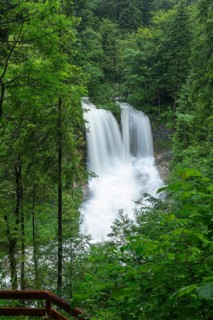 Magical waterfalls in the Weißbachtal valley near Inzell after heavy rain