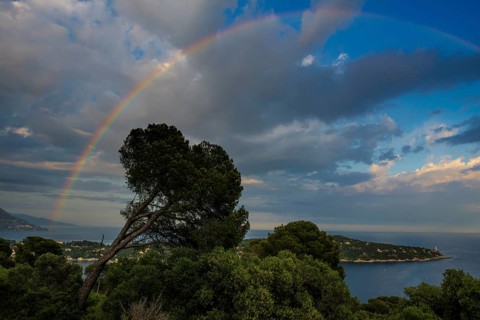 Panorama, Rainbow, Sunset, View from Mont Boron, Saint-Jean-Cap-Ferrat, Cap Ferrat, Alpes