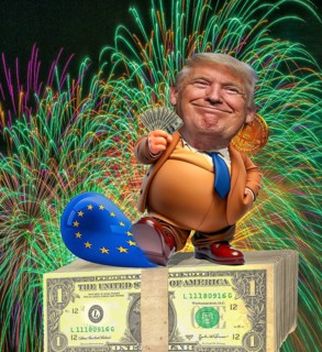 Symbolic image, extreme tariff, EU and Germany under political pressure, global economy, industry,