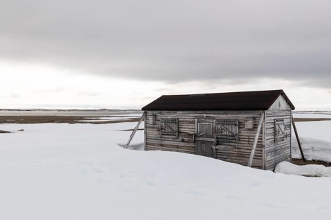 Research station, wooden hut, Kinvika, Muchinsonfjordformer research station, Muchinsonfjord,