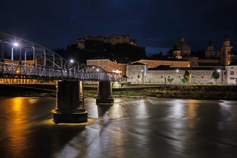 Salzburg on the Salzach and the city lights