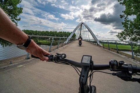 The Liniebrug, bicycle and pedestrian bridge over the Amsterdam-Rhine Canal near the village of