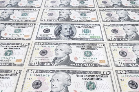 US dollar notes, 10 dollars, 100 dollars, banknotes