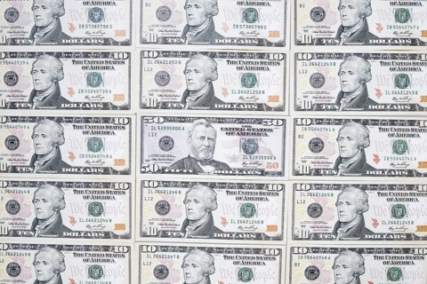 US dollar notes, 10 dollars, 50 dollars, banknotes