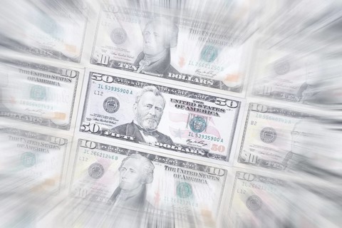 US dollar notes, 10 dollars, 50 dollars, banknotes, zoom effect